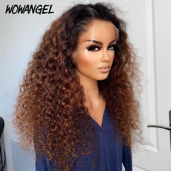 WOWANGEL Ombre Curly 13x6 Skinlike Real HD Lace Front Wig