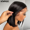 Wowangel Straight Bob Wig 13X4 Transparent Lace Frontal Wig 180% Density Natural Black