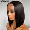 Wowangel Straight Bob Wig 13X4 Transparent Lace Frontal Wig 180% Density Natural Black