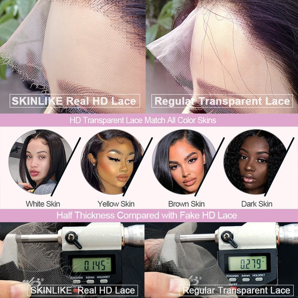 WOWANGEL Skinlike Real HD Full Lace Wig Kinky Straight Clean Hairline