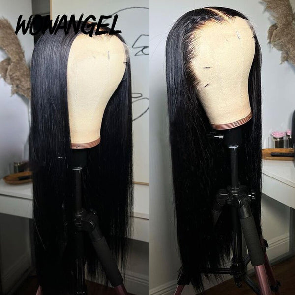 WOWANGEL Jet Black 13X6 Skinlike Real HD Lace Front Wig Silk Straight