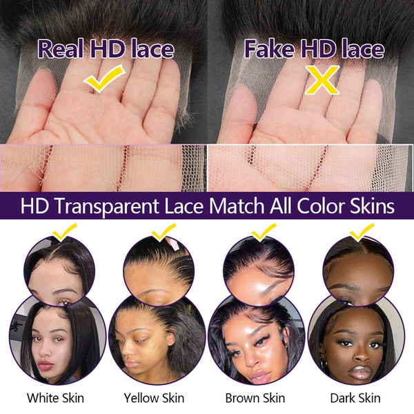 WOWANGEL 6x6 Skinlike Real HD Lace Closure Only, HD Lace Piece