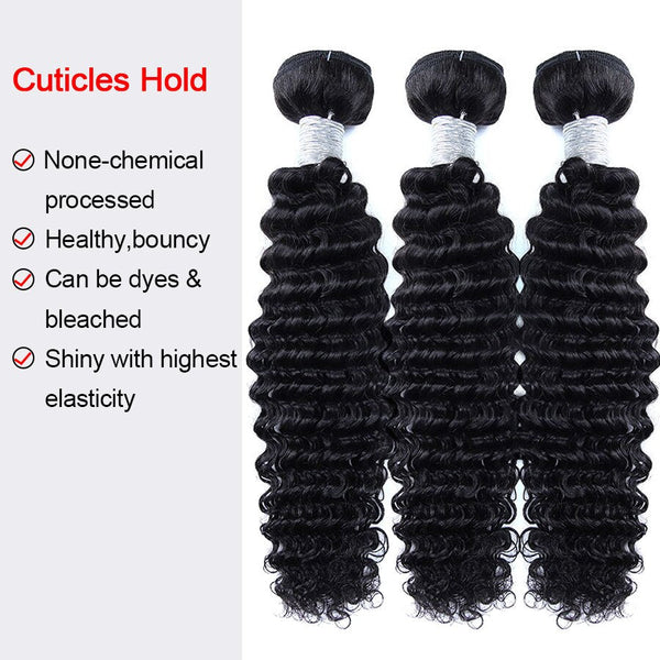 Curly Hair Bundles with 5x5 HD Lace Closure Deep Wave