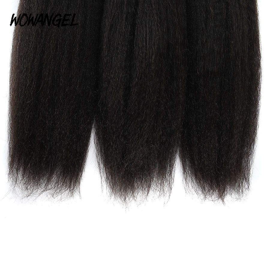 WOWANGEL Tape in Hair Extensions Kinky Straight Natural Black Human Hair 40pcs 100g