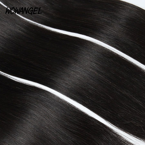 WOWANGEL Tape in Hair Extensions Straight Natural Black Human Hair 40pcs 100g