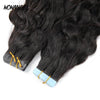 WOWANGEL Tape in Hair Extensions Nature Wave Natural Black Human Hair 40pcs 100g