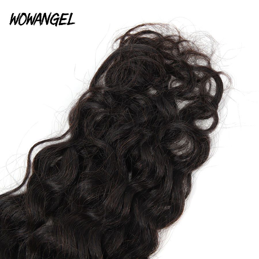 WOWANGEL Tape in Hair Extensions Water Wave Natural Black Human Hair 40pcs 100g