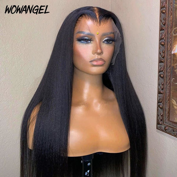 WOWANGEL Yaki Straight 13X6 Skinlike Real HD Lace Front Wig Nature Hairline