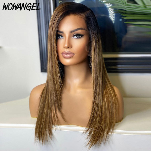 WOWANGEL 1BT4/27 Highlight Ombre 13x6 Skinlike Real HD Lace Front Wig Straight