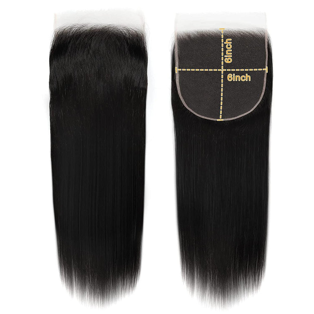 6x6 HD lace closure piece, straight black hair