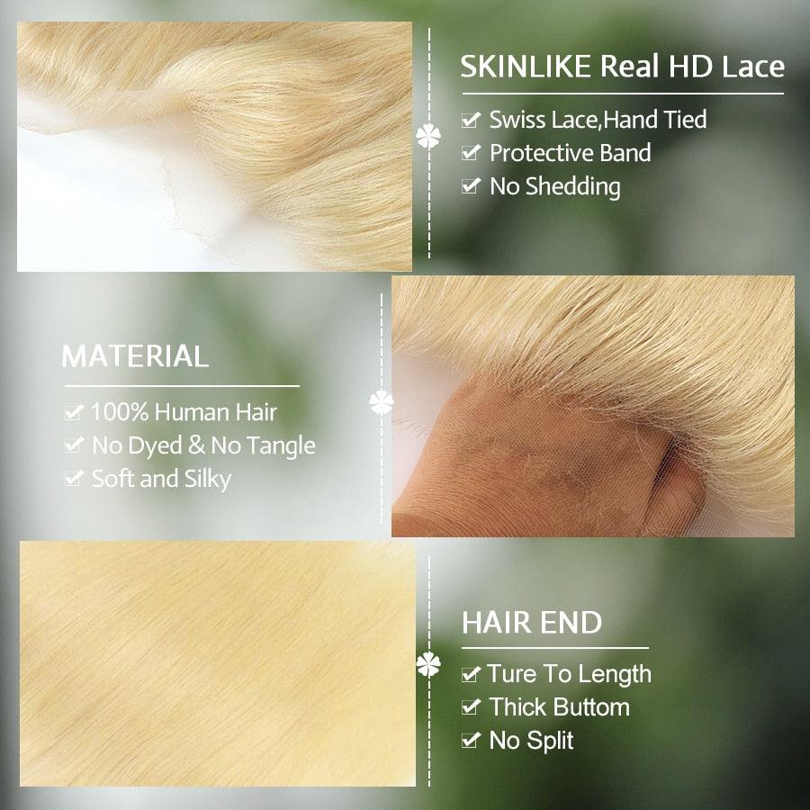 Lace Frontal Only, 613 Blonde Skinlike Real HD Lace Frontal Only, HD Lace Piece - wowangel