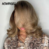 WOWANGEL Skinlike Real HD 13x4 Ombre Ash Blonde Wave BOB Lace Frontal Wig