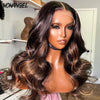 WOWANGEL Highlight Color Skinlike Real HD Lace Front Wig Body Wave Middle Part