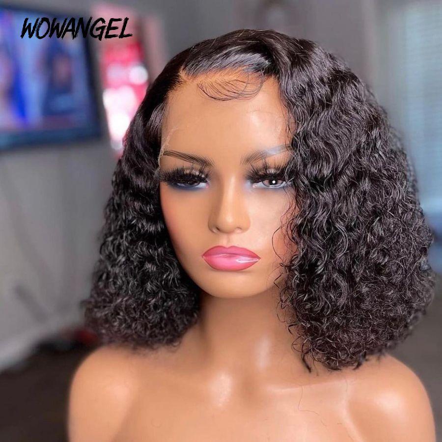 WOWANGEL curly bob wig showcasing natural hairline