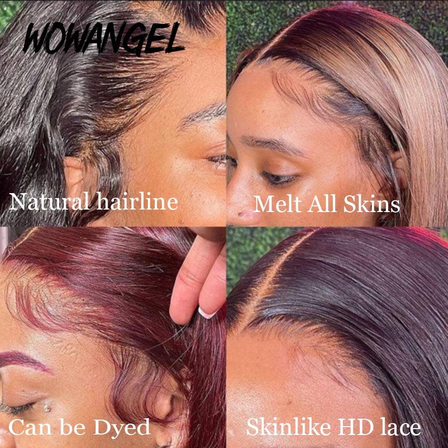 WOWANGEL wig natural hairline and skinlike HD lace details.