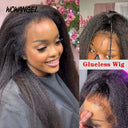 WOWANGEL 4C Edges 360 Invisible Strap HD Lace Wig Kinky Straight - wowangel