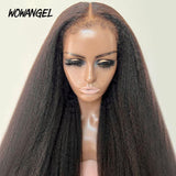 WOWANGEL 4C Edges 360 Invisible Strap HD Lace Wig Kinky Straight - wowangel