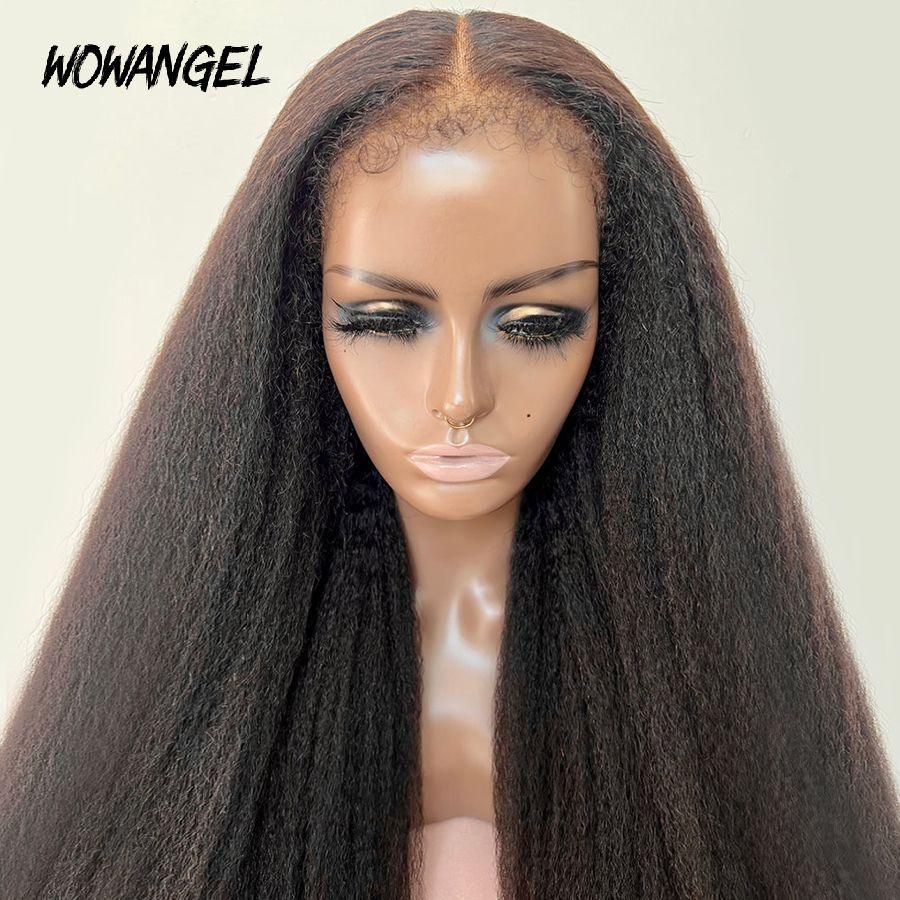 Front view of WOWANGEL mannequin with kinky straight wig