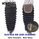 WOWANGEL 5x5 Skinlike Real HD Lace Closure with 3 Bundles Deep Wave - wowangel