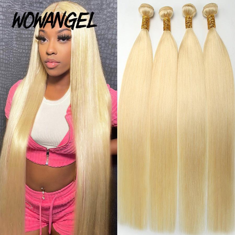 WOWANGEL 613# Blonde Bundles Deal 3pcs 100% Human Hair Weaves - wowangel