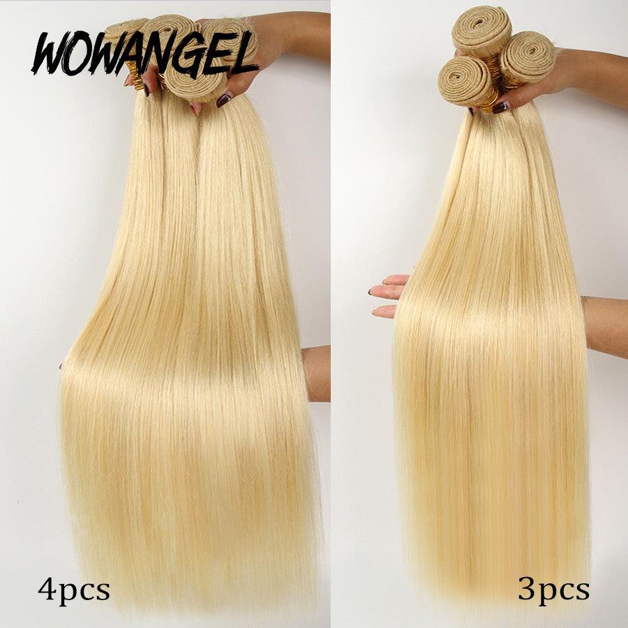 WOWANGEL 613# Blonde Bundles Deal 3pcs 100% Human Hair Weaves - wowangel