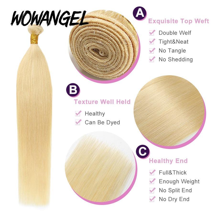 WOWANGEL 613# Blonde Bundles Deal 3pcs 100% Human Hair Weaves - wowangel