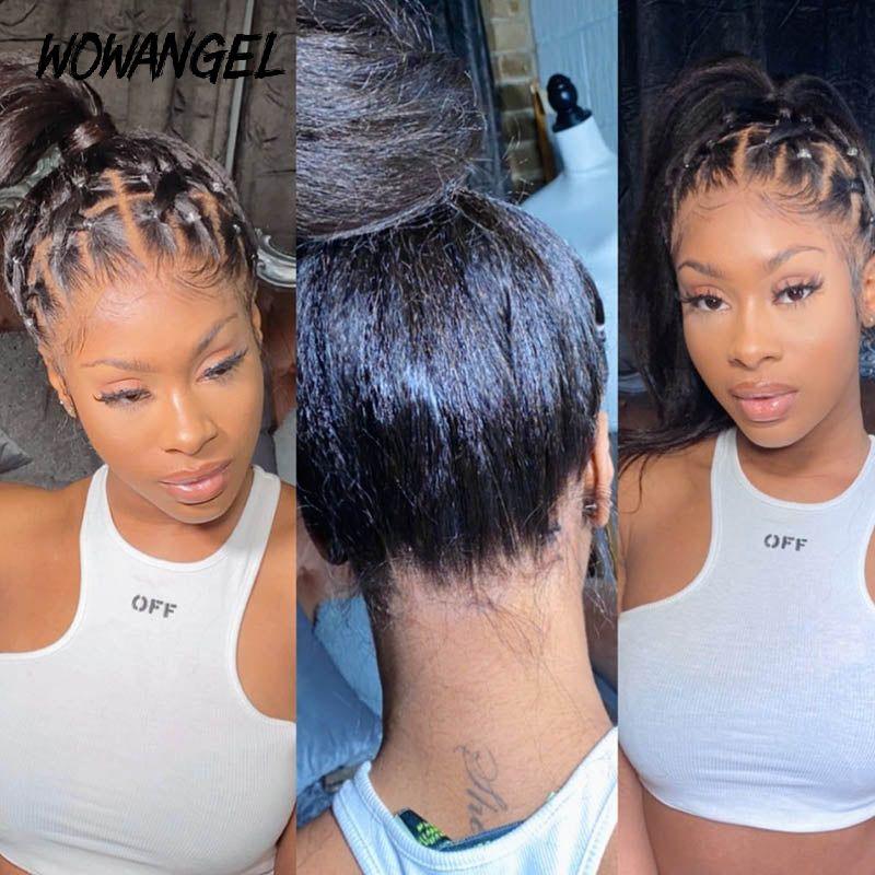 WOWANGEL wig styled in ponytail and bun, showcasing versatility