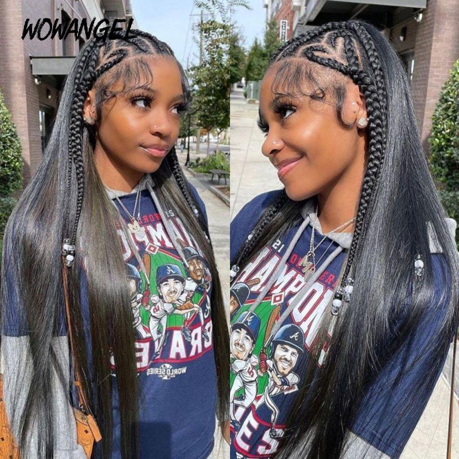 Braided hairstyle with WOWANGEL HD Lace wig, outdoor setting