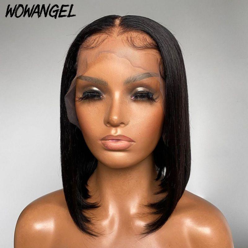 WOWANGEL straight bob wig on mannequin with lace frontal