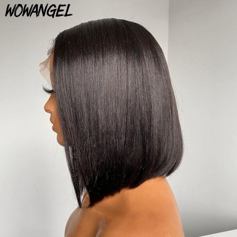 Side view of WOWANGEL straight bob wig showing sleek texture