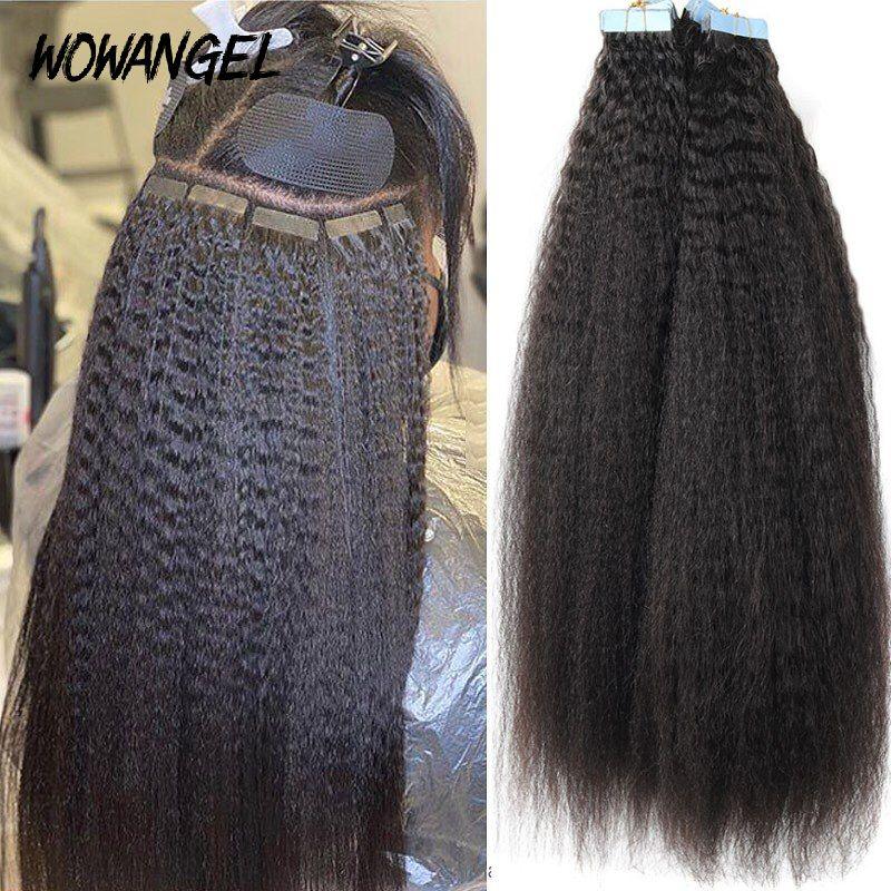 WOWANGEL Tape in Hair Extensions Kinky Straight Human Hair 40pcs 100g (Clearance Deal) - wowangel