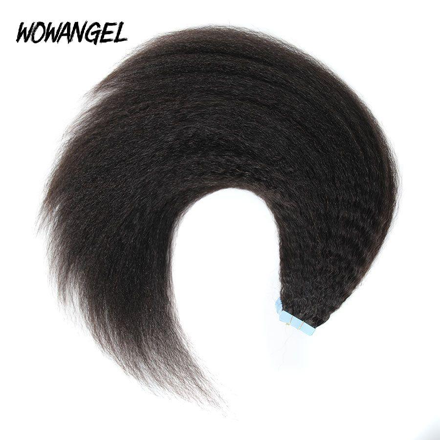 WOWANGEL Tape in Hair Extensions Kinky Straight Human Hair 40pcs 100g (Clearance Deal) - wowangel