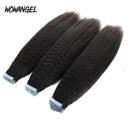 WOWANGEL Tape in Hair Extensions Kinky Straight Natural Black Human Hair 40pcs 100g - wowangel