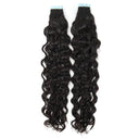 WOWANGEL Tape in Hair Extensions Nature Wave Natural Black Human Hair 40pcs 100g - wowangel