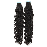 WOWANGEL Tape in Hair Extensions Nature Wave Natural Black Human Hair 40pcs 100g - wowangel