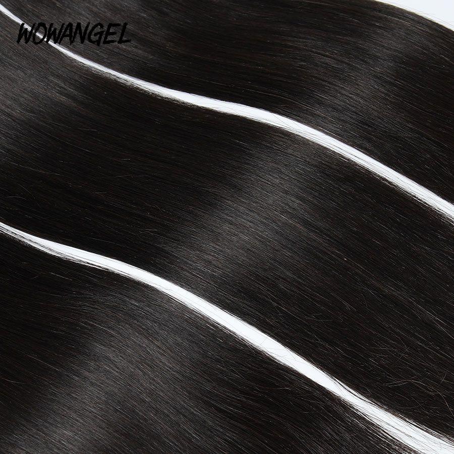 WOWANGEL Tape in Hair Extensions Straight Natural Black Human Hair 40pcs 100g - wowangel