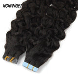 WOWANGEL Tape in Hair Extensions Water Wave Natural Black Human Hair 40pcs 100g - wowangel