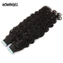 WOWANGEL Tape in Hair Extensions Water Wave Natural Black Human Hair 40pcs 100g - wowangel