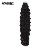WOWANGEL Tape in Hair Extensions Water Wave Natural Black Human Hair 40pcs 100g - wowangel