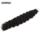 WOWANGEL Tape in Hair Extensions Water Wave Natural Black Human Hair 40pcs 100g - wowangel