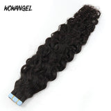 WOWANGEL Tape in Hair Extensions Water Wave Natural Black Human Hair 40pcs 100g - wowangel