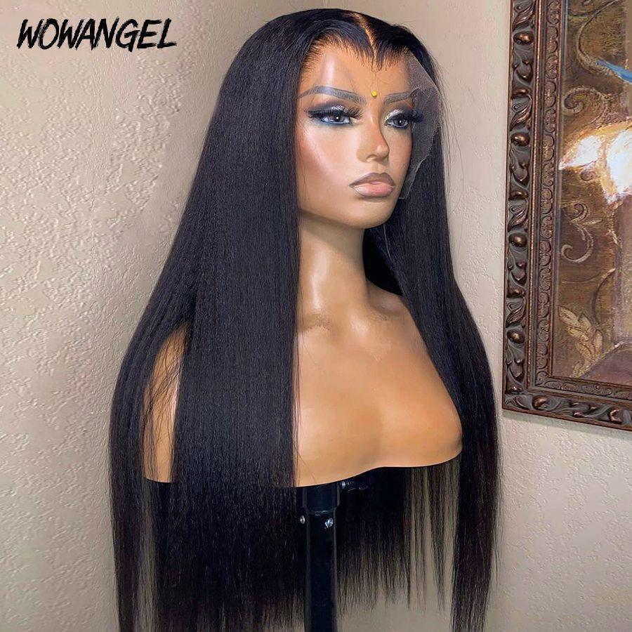 Side view of Yaki Straight HD Lace Front Wig